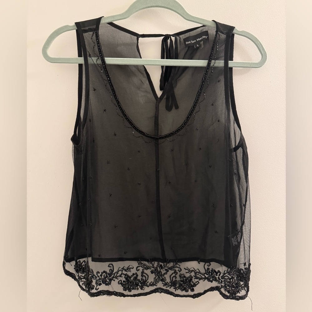 Beaded Black Top